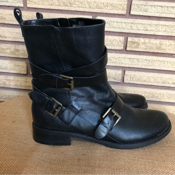 Black Leather Ankle Boots - Size 8.5 - 8 1/2 - Nine West - Black Booties - Picture 12 of 15